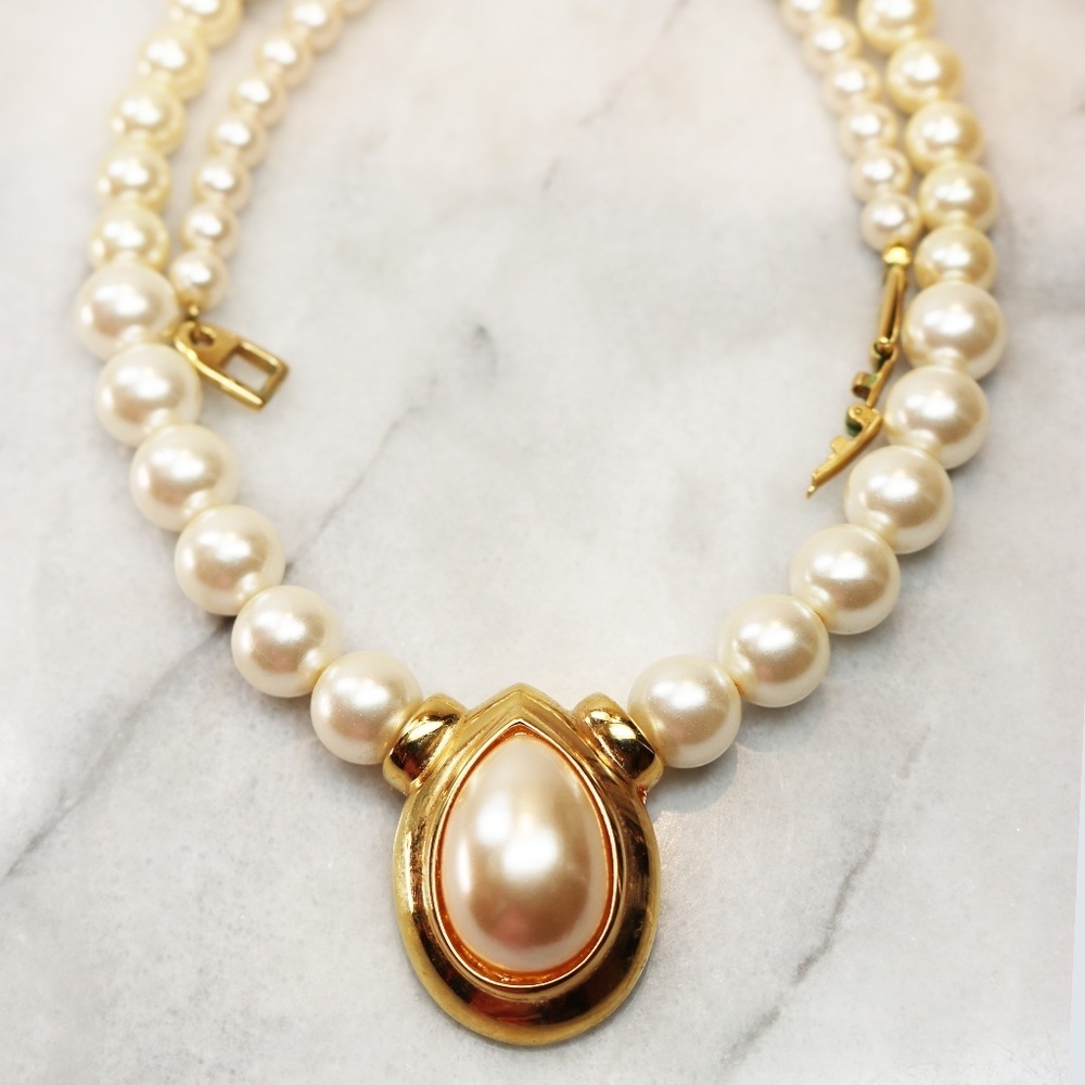 Vintage Napier Teardrop Pearl Statement Necklace - Picture 4 of 13